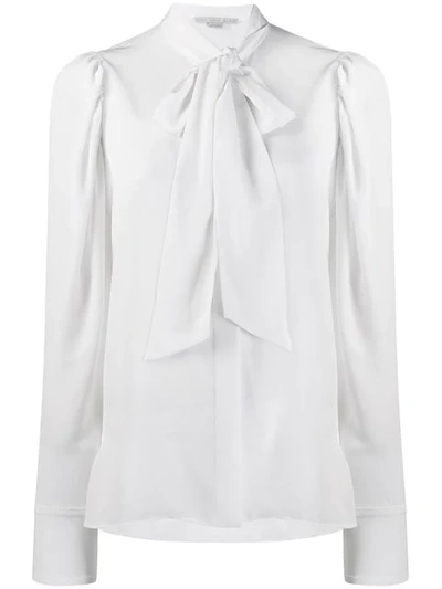 Stella Mccartney Pussy Bow Silk Blouse In White