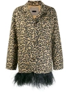 Simonetta Ravizza Feather Trim Leopard Print Coat - Neutrals