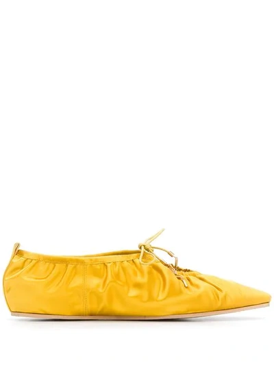 Stella Mccartney Ruched Ballet Flats In Yellow