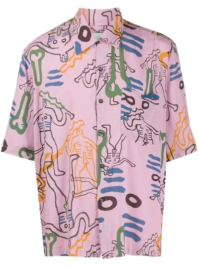Aries Dude-print Cotton Shirt In Pink