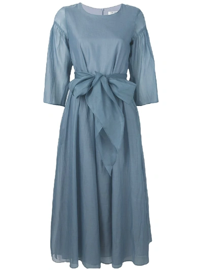 Max Mara 's  Sheer Sleeve Midi Dress - Blue