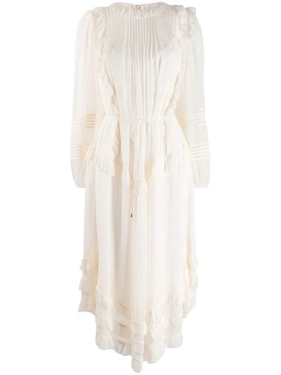 Zimmermann Pleated Ruffle Dress In White