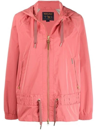 Woolrich Hooded Rain Jacket In Pink
