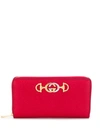 Gucci Zumi Grainy Leather Continental Wallet In Red