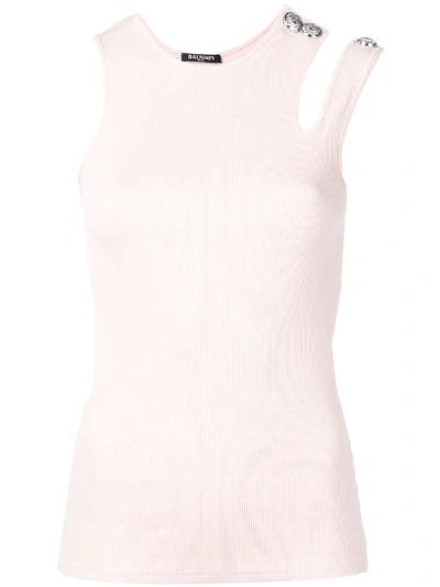 Balmain Pink Asymmetric Tank Top