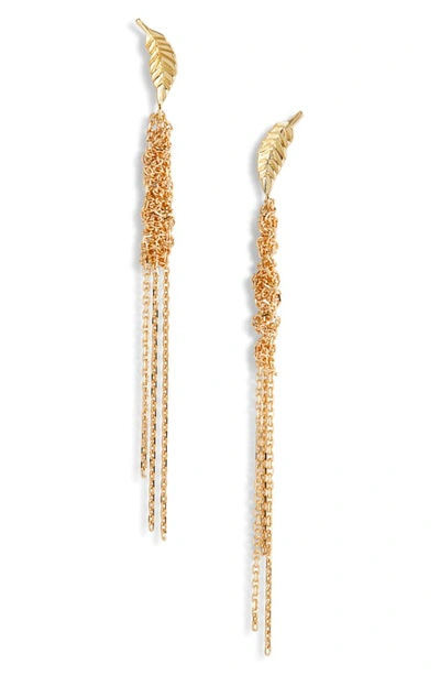 Brooke Gregson Waterfall Chain Leaf Earrings In Gold