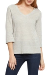 Nic + Zoe Tie Back Linen Blend Knit Top In Silver Mix