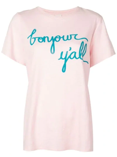Cinq À Sept Bonjour Y'all T-shirt In Pink