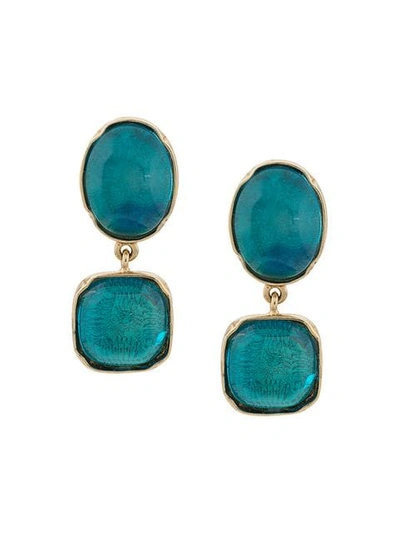 Goossens Square Drop Earrings In Blue