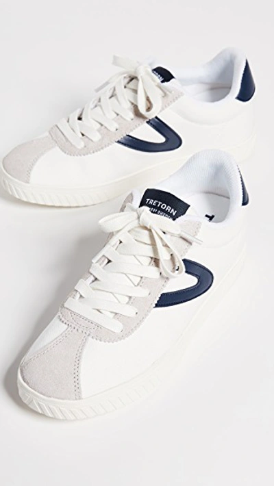 Tretorn Callie Lace Up Sneakers In Vintage White/ice/night