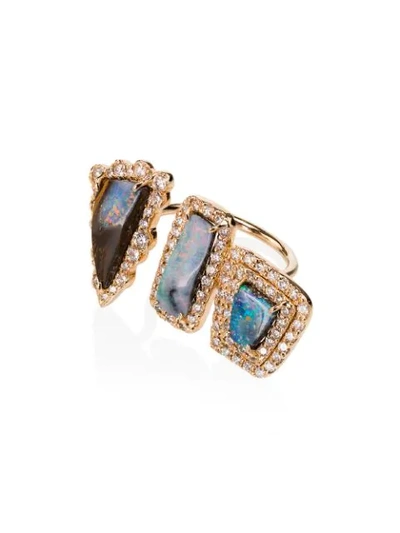 Kimberly Mcdonald 18k Rose Gold Boulder Opal Diamond Ring In Rose Gold/multi