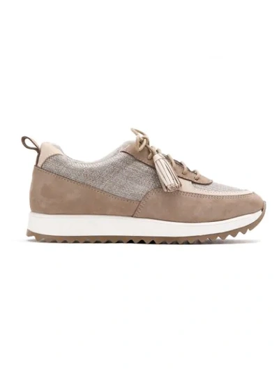 Sarah Chofakian Leather Lace Up Trainers In Neutrals