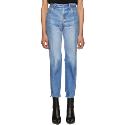 Vetements Blue Reworked High Waisted Cropped Jeans