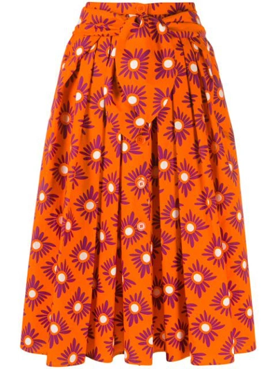 Aspesi Pleated Midi Skirt - Orange