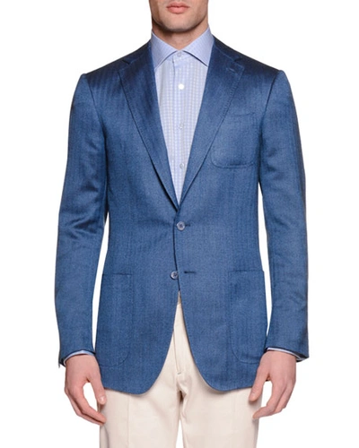 Stefano Ricci Wool-silk Two-button Sport Coat, Blue