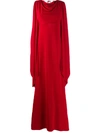 Alberta Ferretti Cape Maxi Gown - Red