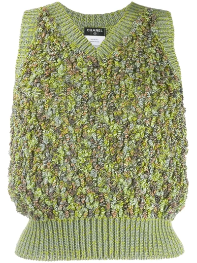 Pre-owned Chanel Knitted Skirt Suit In Green