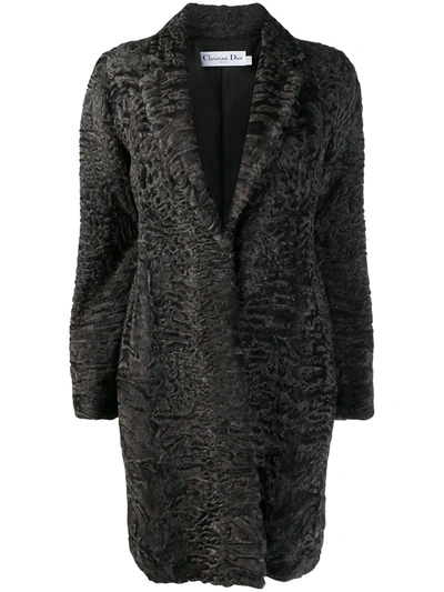 Pre-owned Dior  Textured Midi Coat In Brown
