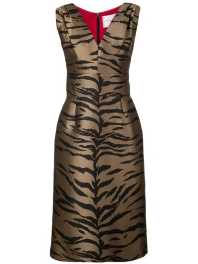 Carolina Herrera Sleeveless Animal-print Sheath Dress In Brown Multi