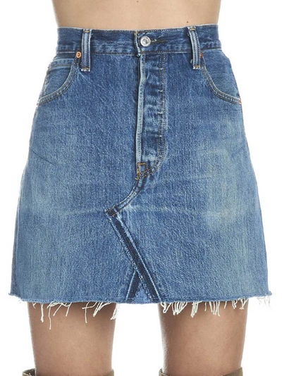 Re/done Levi's High Rise Mini Skirt In Blue
