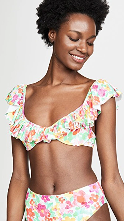 Caroline Constas Anastasia Bikini Top In White Multi