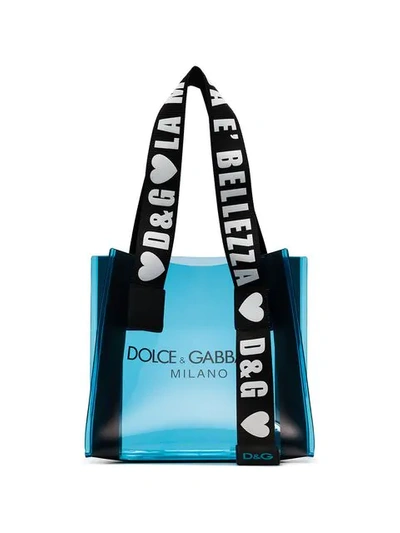 Dolce & Gabbana Logo Print Tote Bag In Blue