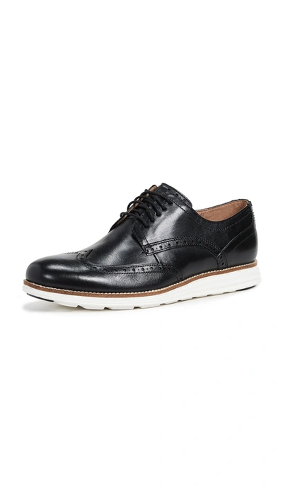 Cole Haan Men's Original Grand Leather Wing-tip Oxfords, Black In Black/ White Leather