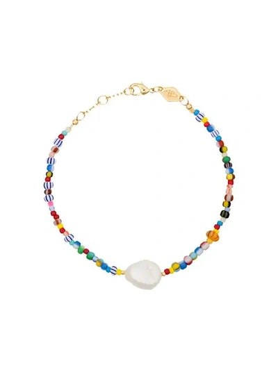 Anni Lu Beaded Pearl Pendant Bracelet In Gold