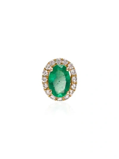 Rosa De La Cruz 18k Gold Emerald Diamond Stud Earrings
