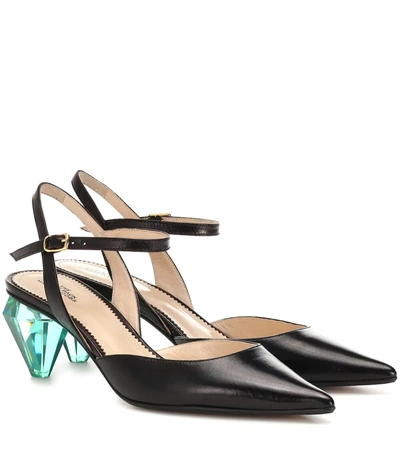 Marc Jacobs The Slingback Leather Point Toe Pumps In Black
