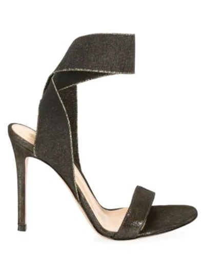 Gianvito Rossi Women's Elastic-strap Stiletto Sandals In Black Metallic