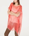 Eileen Fisher Plus Size Maltinto Linen Poncho In Red Lory
