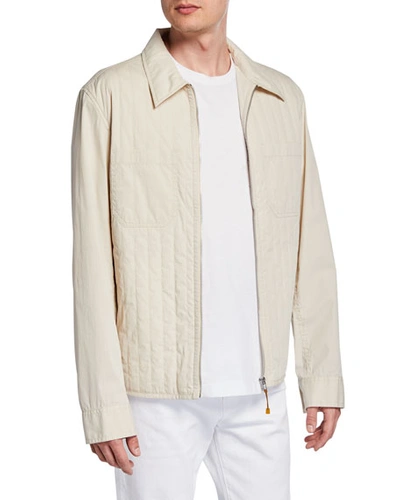 Helmut Lang Men's Quilted Cotton/nylon Zip-front Hooded Jacket In Moonlight