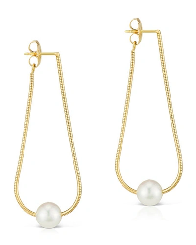 Assael 18k Tapered Hoop Earrings W/ Pearls