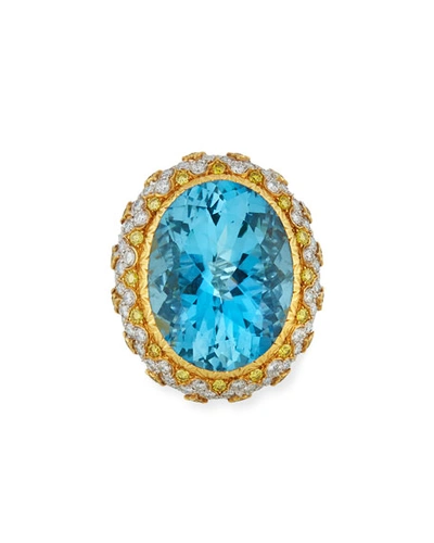 Buccellati 18k Two-tone Oval Aquamarine & Diamond Ring