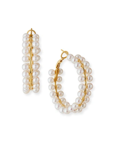 Assael 18k Akoya Pearl Hoop Earrings, White