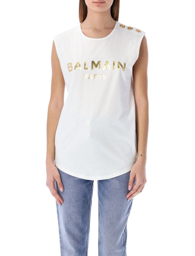 Balmain Logo Print Waistcoat In White