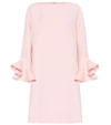 Valentino Ruffled-sleeve Wool And Silk-blend Mini Dress In Pink