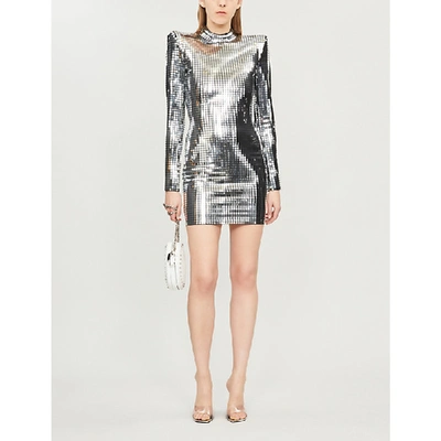 Balmain Square Sequinned Dress In Silver | ModeSens