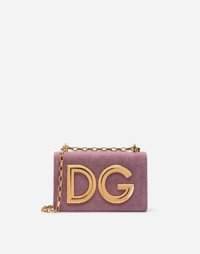 Dolce & Gabbana Dg Girls Shoulder Bag In Velvet In Pink
