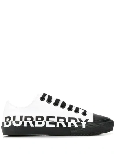 Burberry Larkhall Low-top Canvas Logo Sneakers In White
