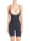 Spanx Thinstincts Open-bust Mid-thigh Bodysuit In Black