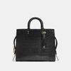 Coach Rogue Bag In Alligator In Brass/black