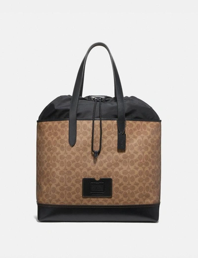 Coach Academy Travel Tote In Signature Canvas In Ji/black/khaki