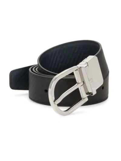 Dunhill Reversible Leather Buckle Belt In Black