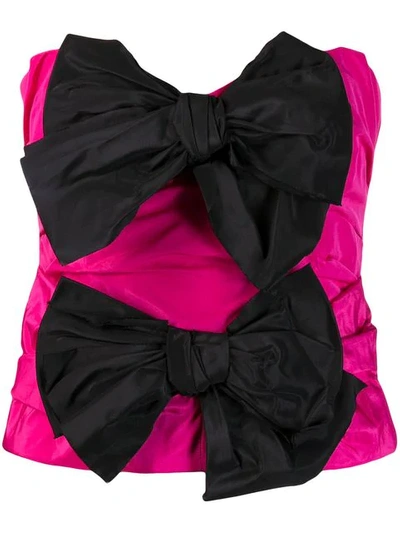 Carmen March Bow Detail Bustier Top In Pink