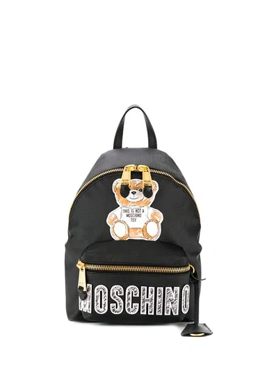 Moschino Logo Patch Medium Backpack In Black