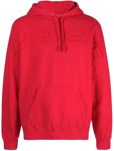 Supreme Embroidered Logo Hoodie In Red