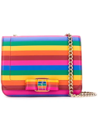 Ferragamo Vara Rw Rainbow Leather Crossbody Bag In Multicolor