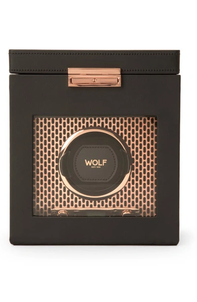 Wolf Axis Single Watch Winder & Case - Black In Copper